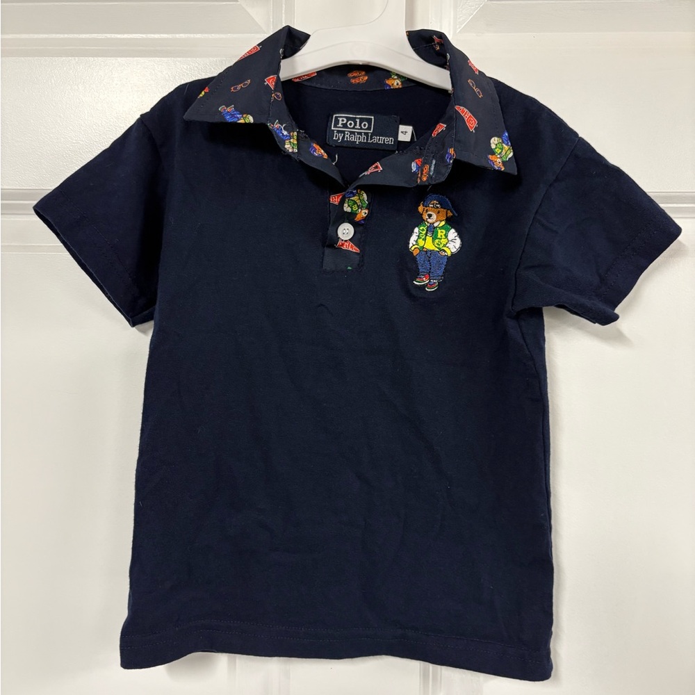 Polo Ralph Lauren Boys Size 4 Navy Blue Polo Embroidered Polo Bear